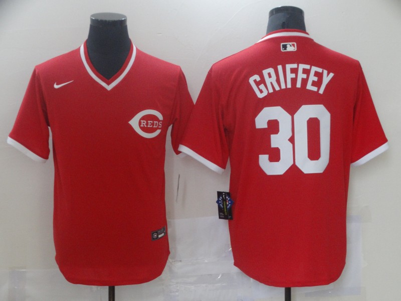 Men Nike Cincinati Reds Ken Griffey Jr 30 Red Cool Base Stitched Pullover MLB Jersey