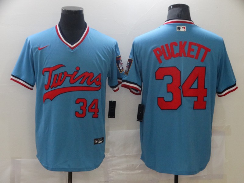 Men Nike Minnesota Twins #34 Kirby Puckett Authentic Blue Jersey