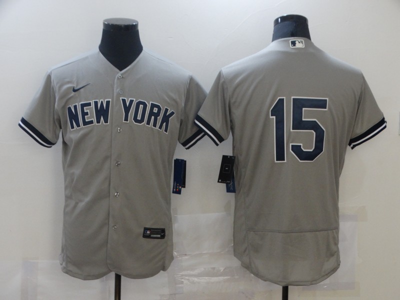 Men Nike New York Yankees Thurman Munson 15 Grey Flex Base MLB Jersey