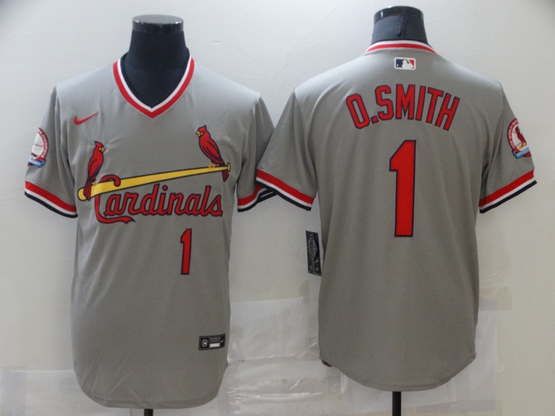 Men Nike St. Louis Cardinals Ozzie Smith Gray Pullover Cool Base Jersey