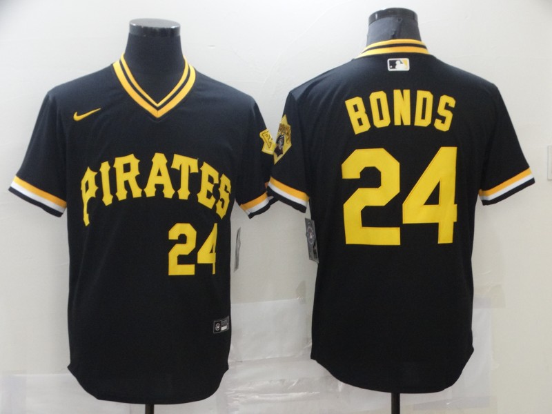 Men Pittsburgh Pirates Barry Bonds 24 Black Alternate Cool Base Baseball Jersey