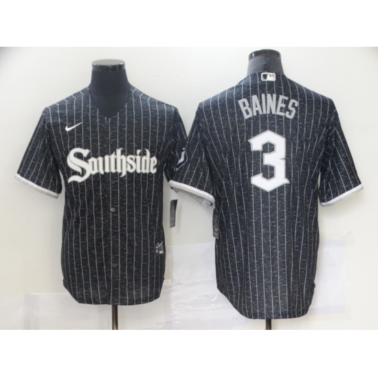 Men's Chicago White Sox #3 Harold Baines Replica Black Alternate Home Cool Base Jersey