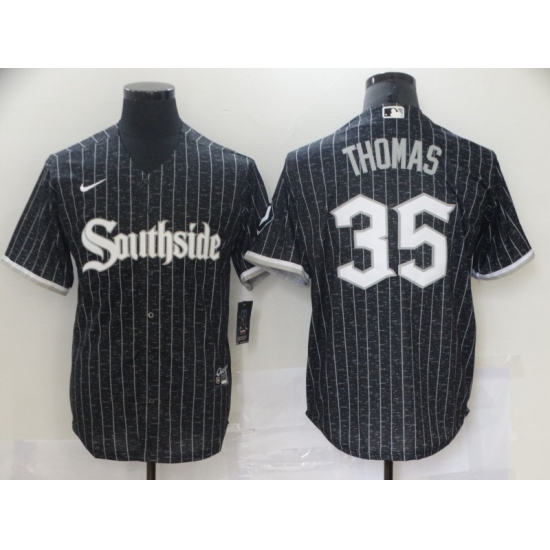 Men's Chicago White Sox #35 Frank Thomas Authentic Black Fashion Jersey