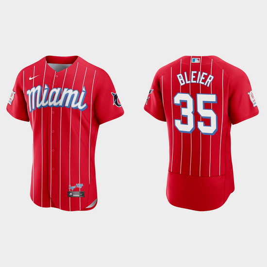 Miami Marlins 35 Richard Bleier Men Nike 2021 City Connect Authentic MLB Jersey Red