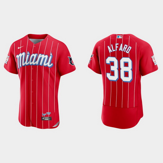 Miami Marlins 38 Jorge Alfaro Men Nike 2021 City Connect Authentic MLB Jersey Red