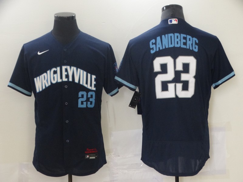 Chicago Cubs 23 Ryne Sandberg Navy 2021 City Connect Flexbase Jersey