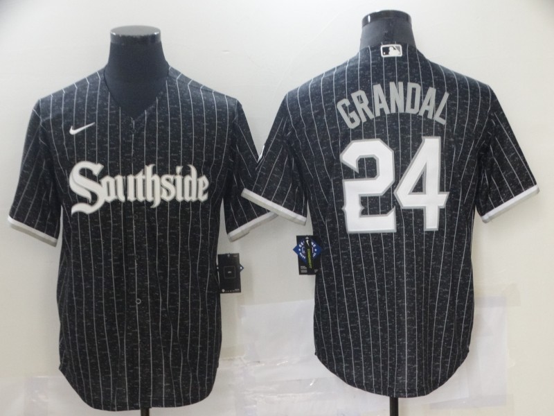 Chicago White Sox 24 Yasmani Grandal Black 2021 City Connect Cool Base Jersey