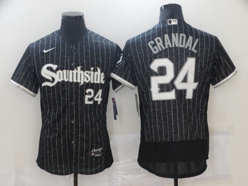 Chicago White Sox 24 Yasmani Grandal Black 2021 City Connect Flexbase Jersey