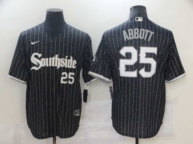 Chicago White Sox 25 Jeff Abbott Black 2021 City Connect Cool Base Jersey