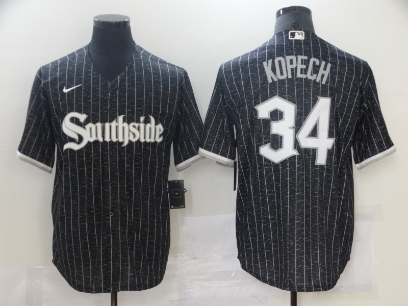 Chicago White Sox 34 Michael Kopech Black 2021 City Connect Cool Base Jersey