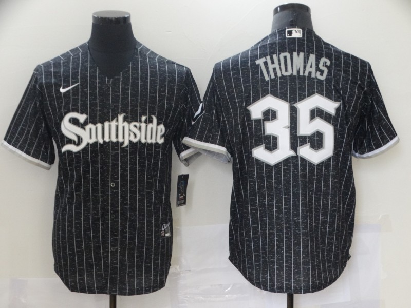 Chicago White Sox 35 Frank Thomas Black 2021 City Connect Cool Base Jersey