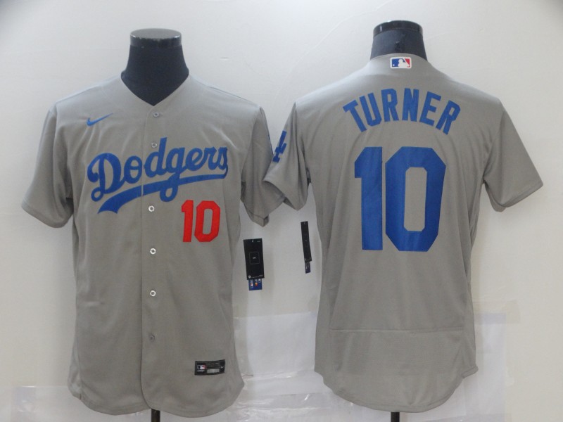 Los Angeles Dodgers 10 Justin Turner Gray 2020 Nike Flexbase Jersey