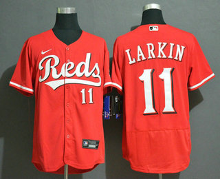 Men Cincinnati Reds 11 Barry Larkin Red Stitched MLB Flex Base Nike Jersey