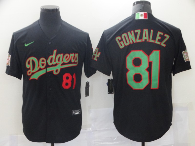 Men Los Angeles Dodgers MexicanLuis Gonzalez 81 Black World Series White MLB Jersey