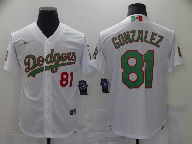 Men Los Angeles Dodgers MexicanLuis Gonzalez 81 World Series White MLB Jersey