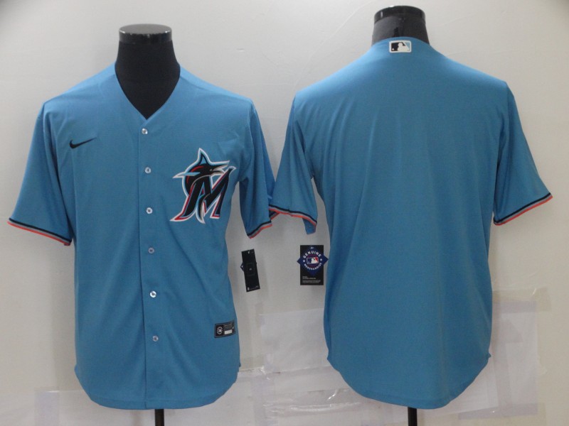 Men Nike Miami Marlins Blue Blank Baseball Stitched Jersey