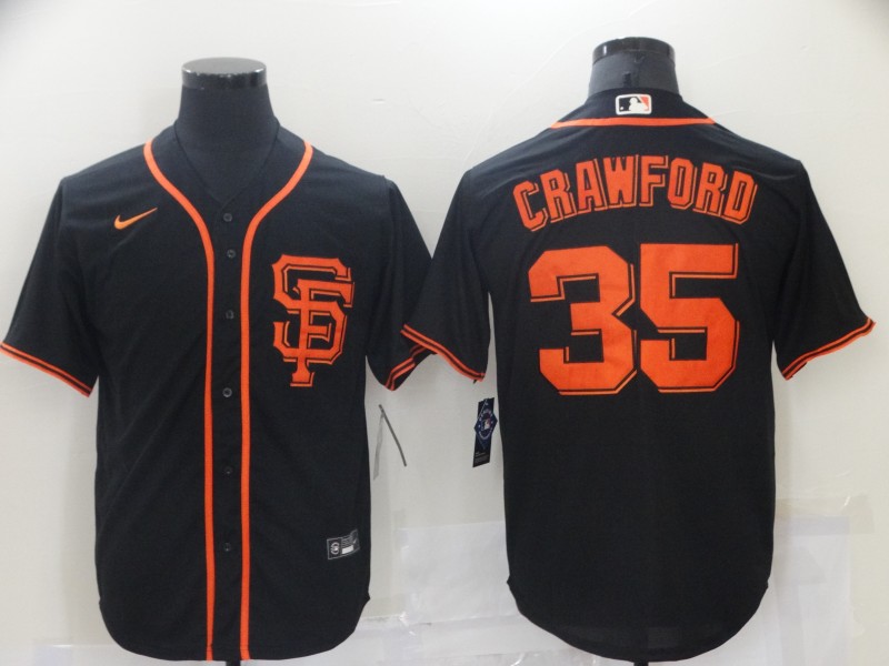 Men Nike San Francisco Giants 35 Brandon Crawford Black Cool Base Player MLB Jersey