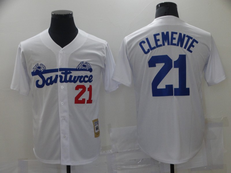 Men Santwice 21 Film Roberto Clemente White Base Ball Jersey