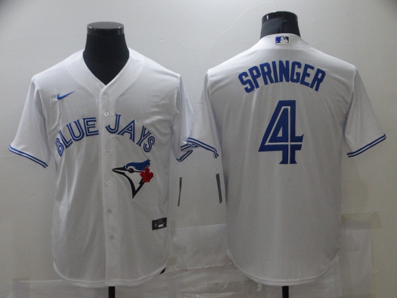 Toronto Blue Jays 4 George Springer White 2020 Nike Cool Base Jersey