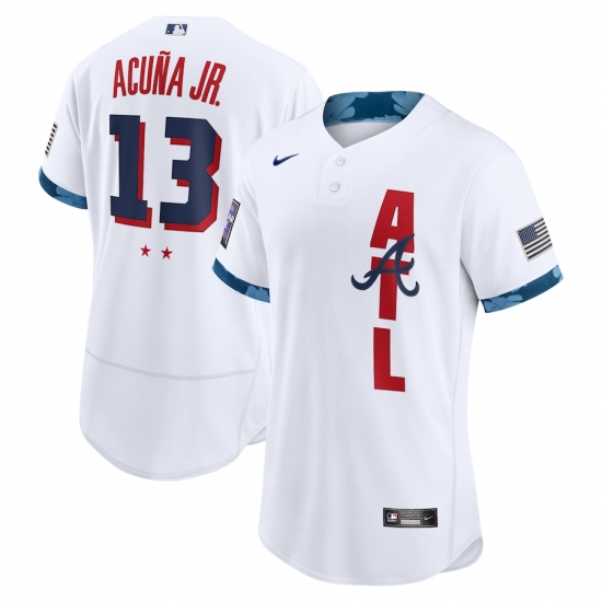 Men's Atlanta Braves #13 Ronald Acu?a Jr. Nike White 2021 MLB All-Star Game Authentic Player Jersey