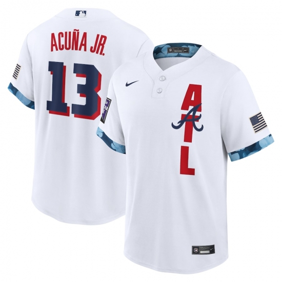 Men's Atlanta Braves #13 Ronald Acu?a Jr. Nike White 2021 MLB All-Star Game Replica Player Jersey