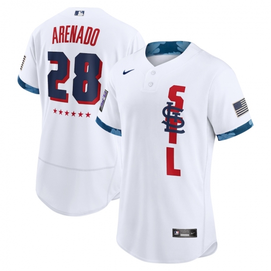 Men's St. Louis Cardinals #28 Nolan Arenado Nike White 2021 MLB All-Star Game Authentic Player Jerse