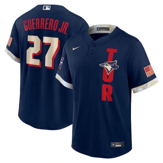 Men's Toronto Blue Jays #27 Vladimir Guerrero Jr. Nike Navy 2021 MLB All-Star Game Replica Player Je