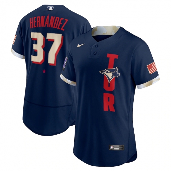 Men's Toronto Blue Jays #37 Teoscar Hernández Nike Navy 2021 MLB All-Star Game Authentic Player Jers