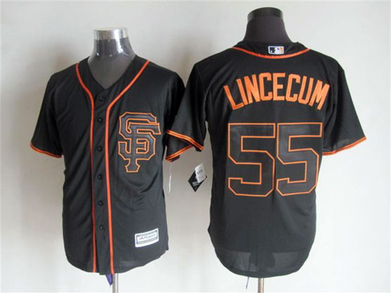 Men San Francisco Giants Tim Lincecum 55 Black Stitched Cool Bas