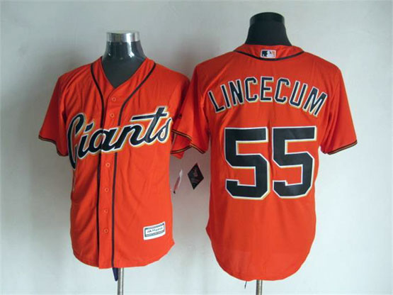 Men San Francisco Giants Tim Lincecum 55 Orange Stitched Cool Base MLB Jersey