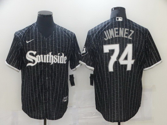 Men Chicago White Sox 74 Jimenez City Edition Black Game Nike 2021 MLB Jerseys