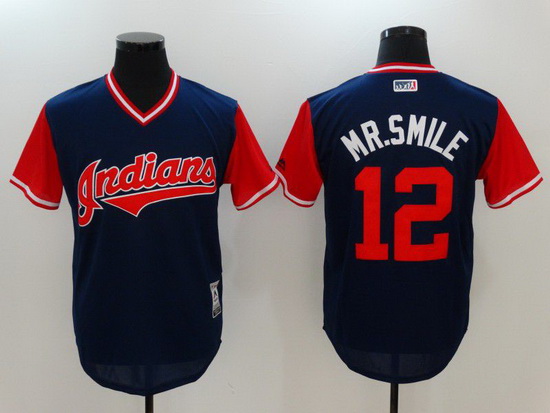 Men Cleveland Indians 12 Mr smile Blue Game Legend Edition MLB