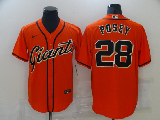 Men Giants 28 Buster Posey Orange 2020 Nike Cool Base Jersey