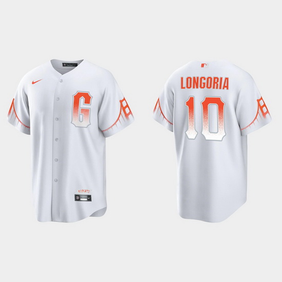 Men San Francisco Giants 10 Evan Longoria Men 2021 City Connect White Fan Version Jersey