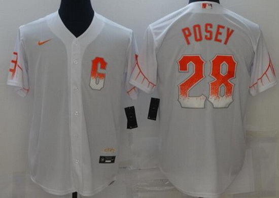 Men San Francisco Giants 28 Buster Posey White 2021 City Connect Stitched MLB Cool Base Nike Jersey