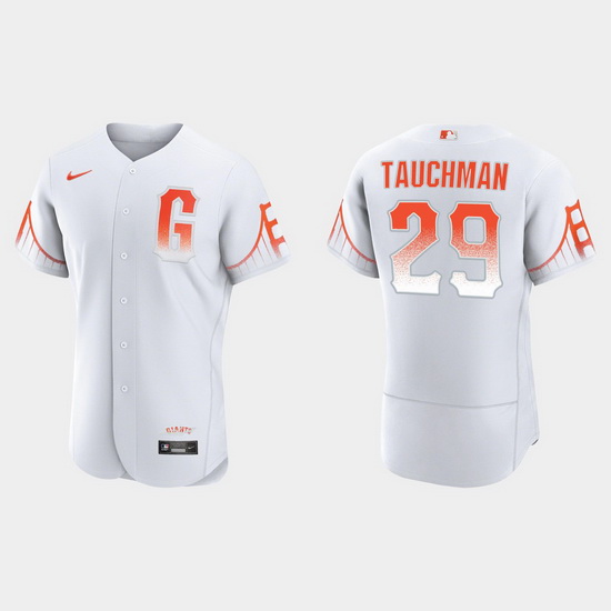 Men San Francisco Giants 29 Mike Tauchman Men 2021 City Connect Authentic White Jersey