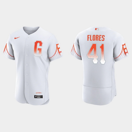 Men San Francisco Giants 41 Wilmer Flores Men 2021 City Connect Authentic White Jersey