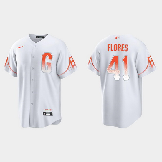 Men San Francisco Giants 41 Wilmer Flores Men 2021 City Connect White Fan Version Jersey