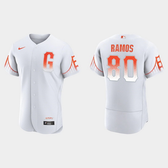 Men San Francisco Giants 80 Heliot Ramos Men 2021 City Connect Authentic White Jersey