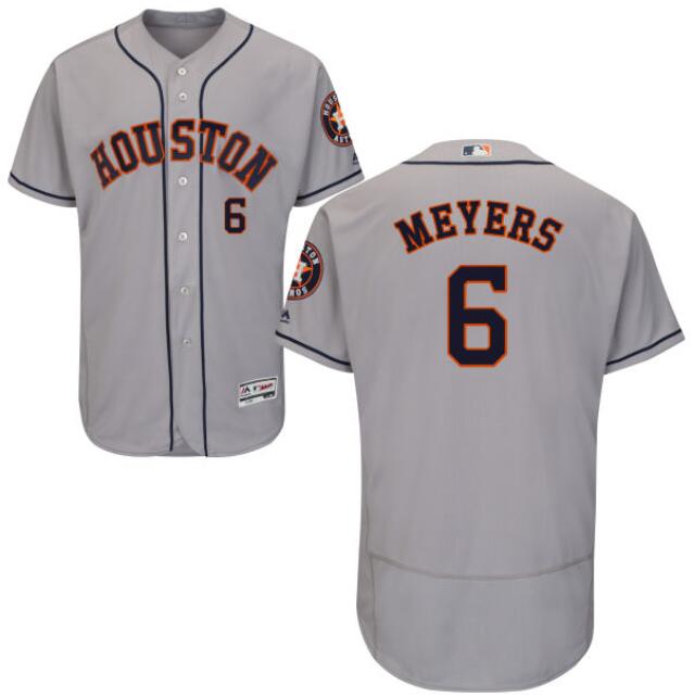 Men Nike Houston Astros Jacob Meyers 6 Gray Flex Base Home Jersey