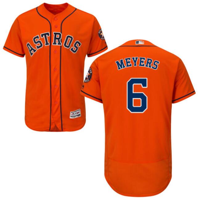 Men Nike Houston Astros Jacob Meyers 6 Orange Flex Base Home Jersey