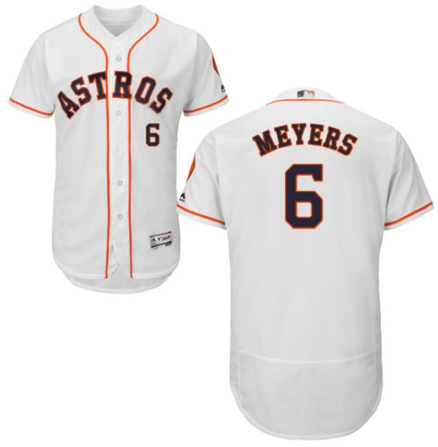 Men Nike Houston Astros Jacob Meyers 6 White Flex Base Home Jersey