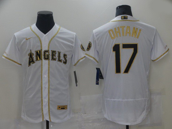 Men Men Los Angeles Angels 17 Ohtani White Elite 2021 Nike MLB Jersey