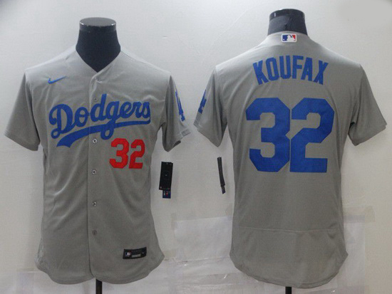 Men Men Los Angeles Dodgers 32 Koufax Grey Elite 2021 Nike MLB Jersey