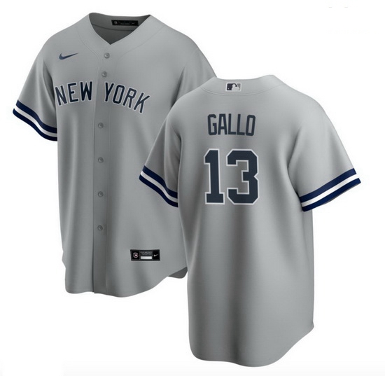 Men New York Yankees 13 Joey Gallo Men Nike Gray Road MLB Jersey