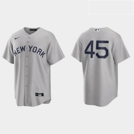 Men New York Yankees 45 Gerrit Cole Men Nike Gray 2021 Field of Dreams Game MLB Jersey