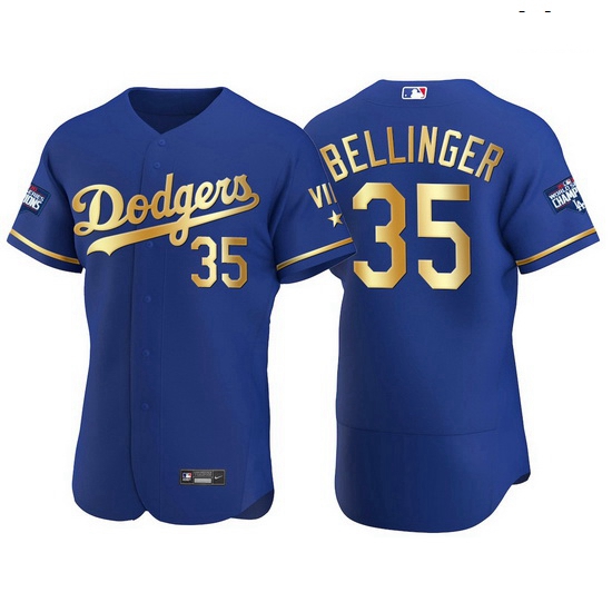 Men Los Angeles Dodgers 35 Cody Bellinger Men Nike Authentic 2021 Gold Program World Series Champion