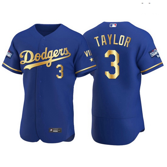 Men Los Angeles Dodgers 3 Chris Taylor Men Nike Authentic 2021 Gold Program World Series Champions M