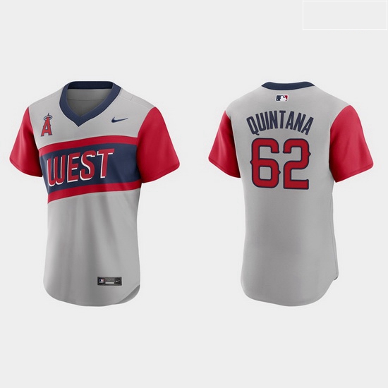 Men Los Angeles Angels 62 Jose Quintana Men Nike Gray 2021 Little League Classic Authentic MLB Jerse