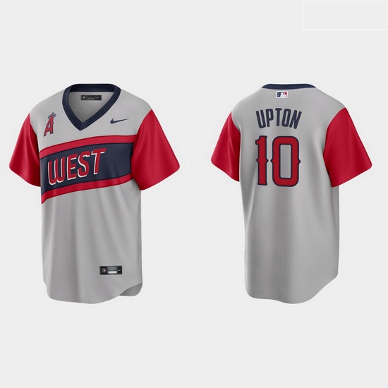 Men Los Angeles Angels 10 Justin Upton Men Nike Gray 2021 Little League Classic Game MLB Jersey